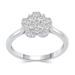 0.50 CT. T.W. Multi-Diamond Flower Ring in 14K White Gold