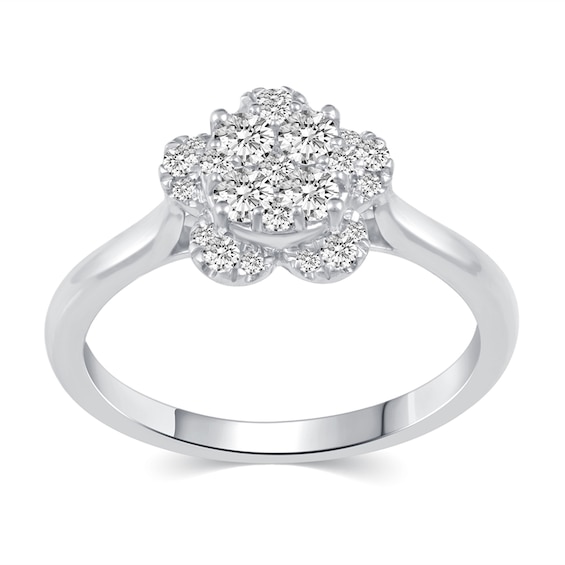 0.50 CT. T.W. Multi-Diamond Flower Ring in 14K White Gold