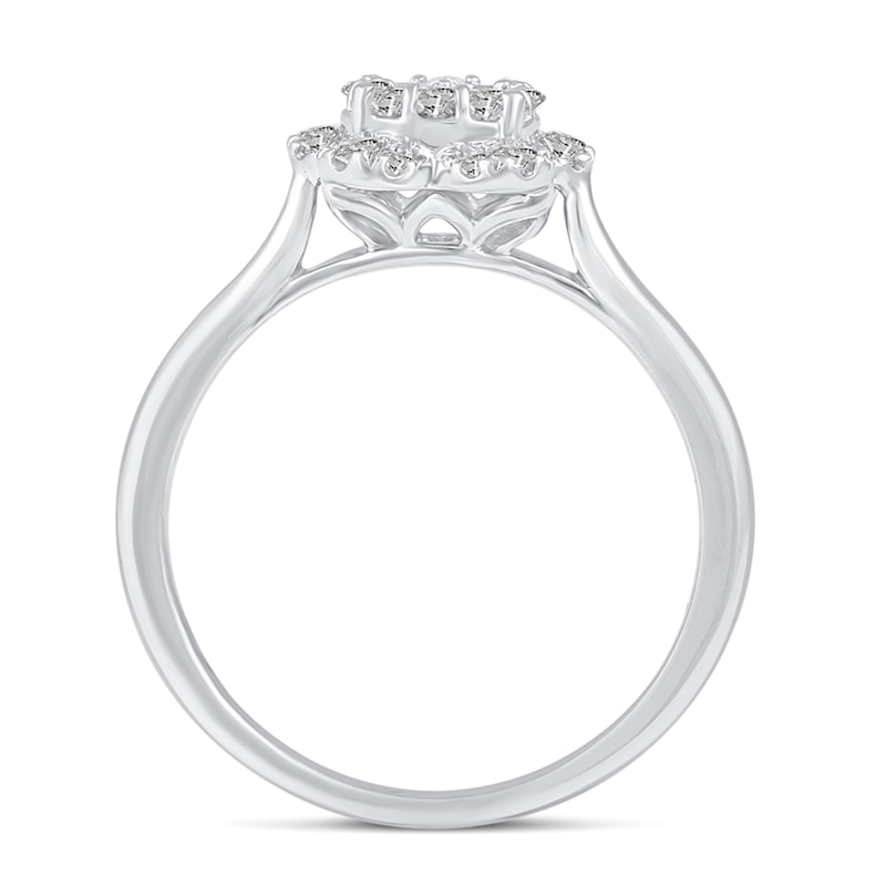 0.50 CT. T.W. Multi-Diamond Flower Ring in 14K White Gold|Peoples Jewellers