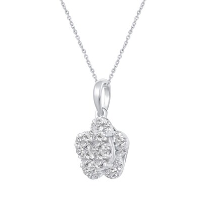 0.50 CT. T.W. Multi-Diamond Flower Pendant in 14K White Gold