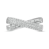 0.45 CT. T.W. Baguette and Round Diamond Crossover Anniversary Band in 10K Gold