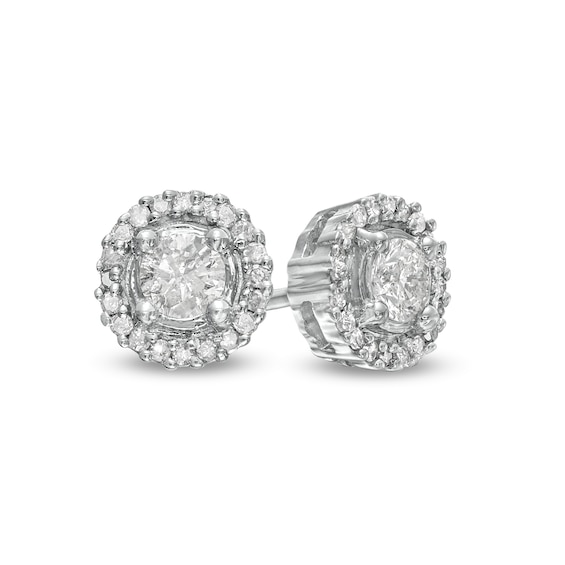 0.37 CT. T.W. Diamond Frame Stud Earrings in 10K White Gold