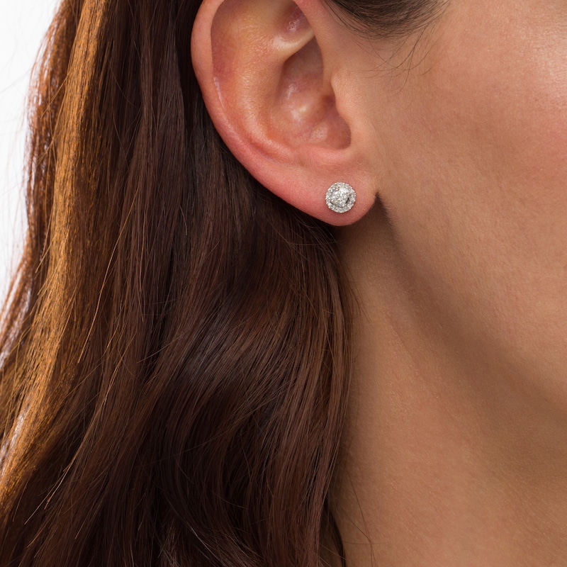 0.37 CT. T.W. Diamond Frame Stud Earrings in 10K White Gold|Peoples Jewellers