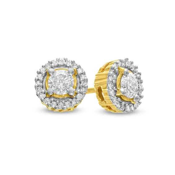 0.37 CT. T.W. Diamond Frame Stud Earrings in 10K Gold