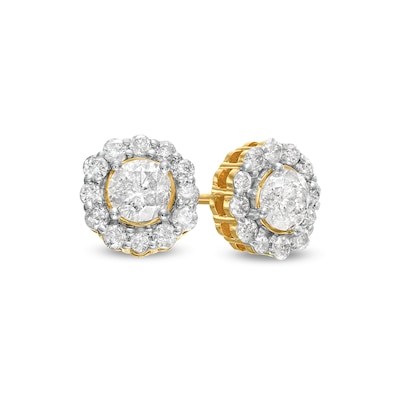 0.83 CT. T.W. Diamond Frame Stud Earrings in 10K Gold