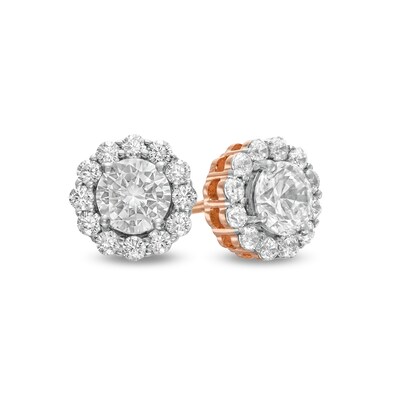 0.83 CT. T.W. Diamond Frame Flower Stud Earrings in 10K Rose Gold