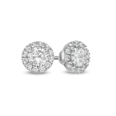 0.37 CT. T.W. Diamond Frame Stud Earrings in 10K White Gold