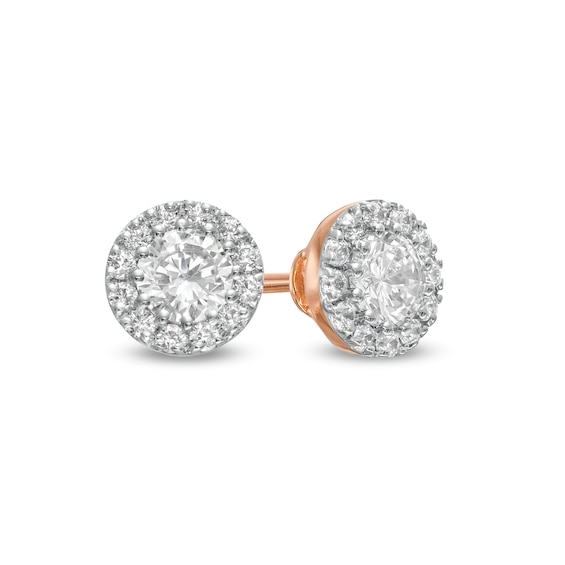 0.37 CT. T.W. Diamond Frame Stud Earrings in 10K Rose Gold