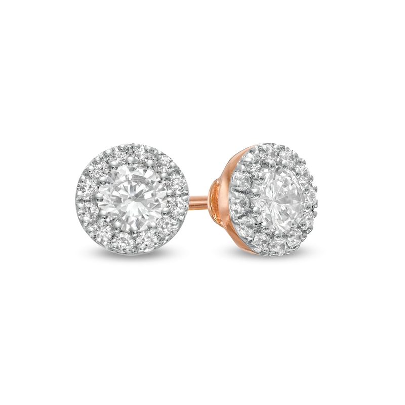 0.37 CT. T.W. Diamond Frame Stud Earrings in 10K Rose Gold|Peoples Jewellers
