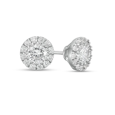 0.83 CT. T.W. Diamond Frame Stud Earrings in 10K White Gold