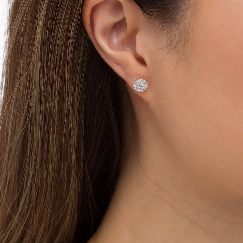 0.83 CT. T.W. Diamond Frame Stud Earrings in 10K White Gold|Peoples Jewellers