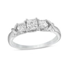 Thumbnail Image 0 of 0.58 CT. T.W. Princess-Cut Diamond Three Stone "X" Shank Ring in 10K White Gold