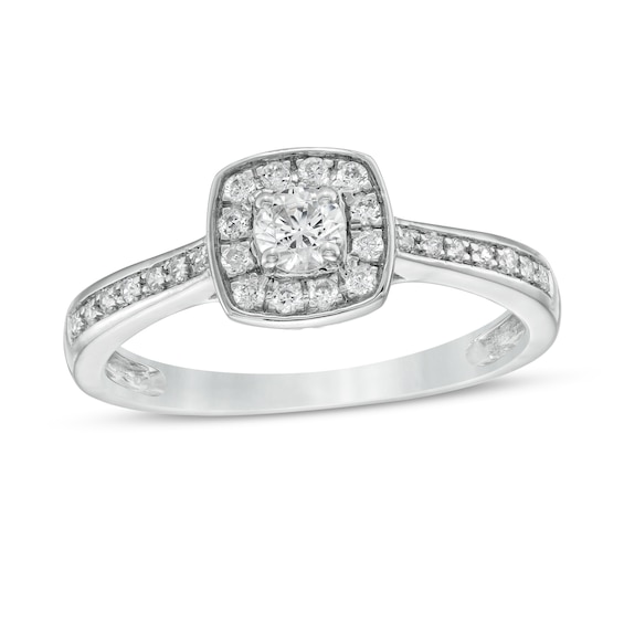 0.29 CT. T.W. Diamond Cushion Frame Engagement Ring in Sterling Silver