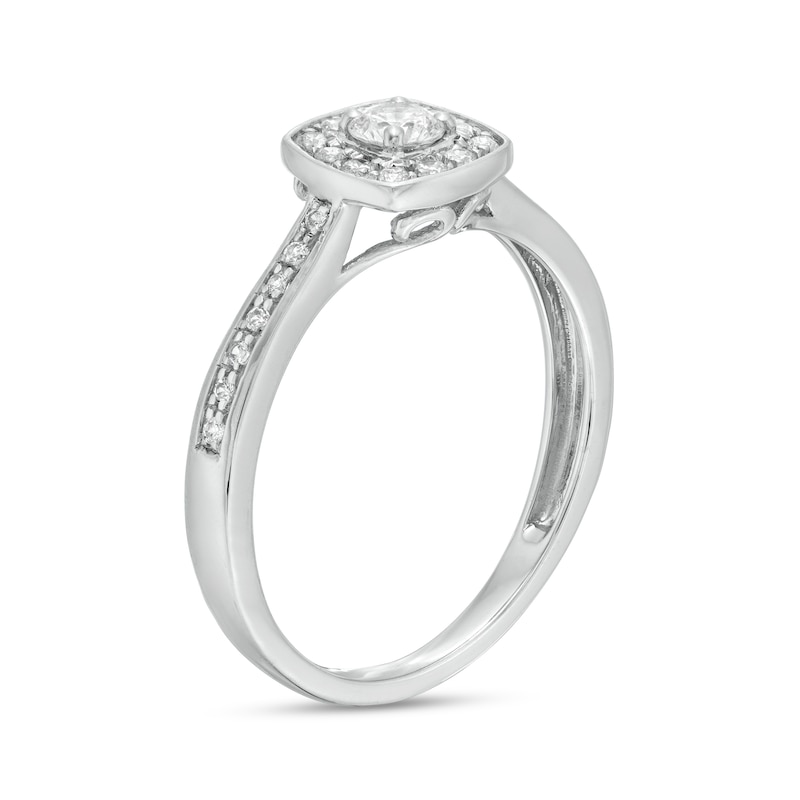 0.29 CT. T.W. Diamond Cushion Frame Engagement Ring in Sterling Silver|Peoples Jewellers