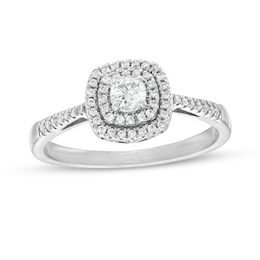 0.29 CT. T.W. Diamond Double Cushion Frame Engagement Ring in 10K White Gold