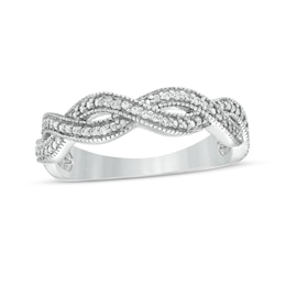 0.04 CT. T.W. Diamond Vintage-Style Twist Shank Anniversary Band in Sterling Silver