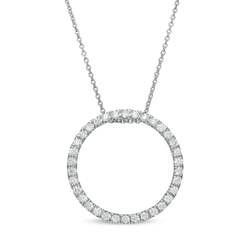 0.50 CT. T.W. Certified Lab-Created Diamond Circle Pendant in 14K White Gold (F/SI2)|Peoples Jewellers