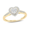 Thumbnail Image 0 of 0.18 CT. T.W. Multi-Diamond Heart-Shape Frame Promise Ring in 10K Gold