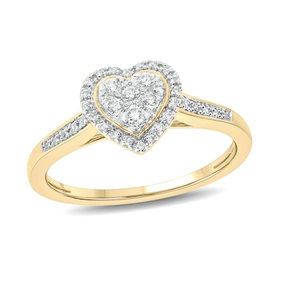 0.18 CT. T.W. Multi-Diamond Heart-Shape Frame Promise Ring in 10K Gold