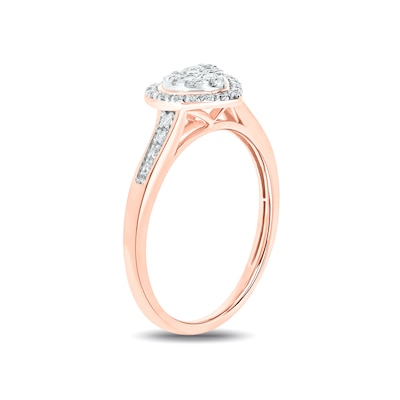 0.18 CT. T.W. Multi-Diamond Heart-Shape Frame Promise Ring in 10K Rose Gold