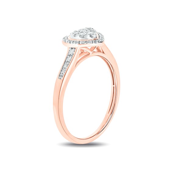 0.18 CT. T.W. Multi-Diamond Heart-Shape Frame Promise Ring in 10K Rose Gold