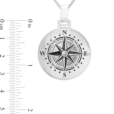 Men's Engravable Compass Disc Pendant in 10K White or Yellow Gold (1-4 Lines)