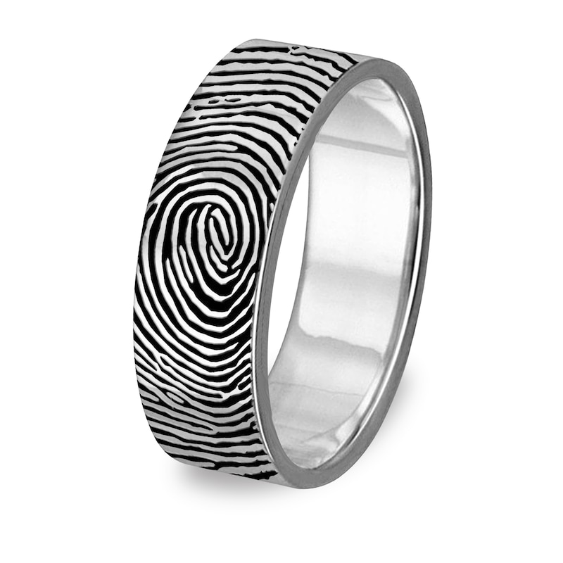 6.0mm Engravable Print Comfort-Fit Wedding Band in Sterling Silver (1 Image and Line)|Peoples Jewellers
