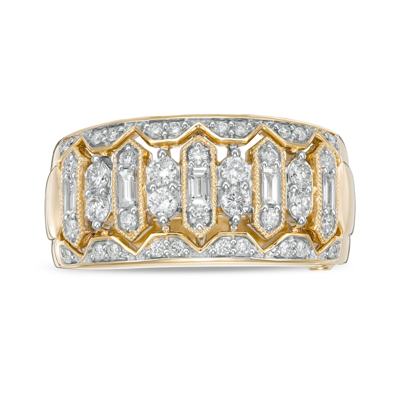 Marilyn Monroe™ Collection 0.58 CT. T.W. Baguette and Round Diamond Vintage-Style Anniversary Band in 14K Gold|Peoples Jewellers