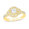 Thumbnail Image 0 of 0.45 CT. T.W. Princess-Cut and Round Diamond Frame Vintage-Style Art Deco Engagement Ring in 10K Gold