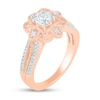 Thumbnail Image 2 of 0.58 CT. T.W. Diamond Flower Frame Vintage-Style Engagement Ring in 10K Rose Gold