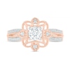 0.58 CT. T.W. Diamond Flower Frame Vintage-Style Engagement Ring in 10K Rose Gold