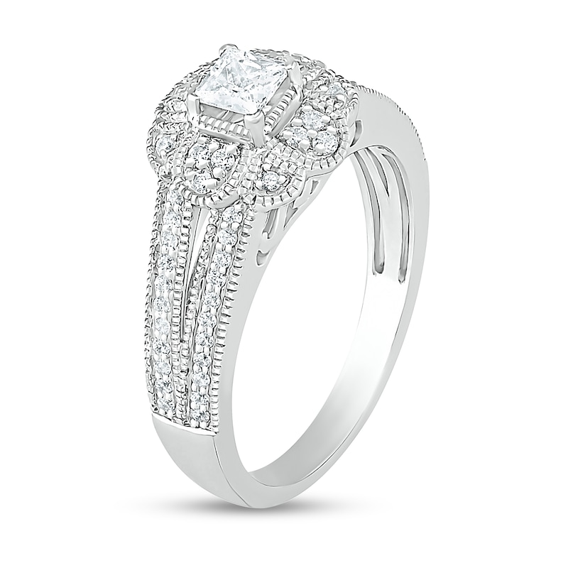0.58 CT. T.W. Princess-Cut Diamond Frame Art Deco Vintage-Style Bridal Set in 10K White Gold|Peoples Jewellers