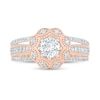 0.95 CT. T.W. Diamond Scallop Edge Frame Vintage-Style Bridal Set in 10K Rose Gold