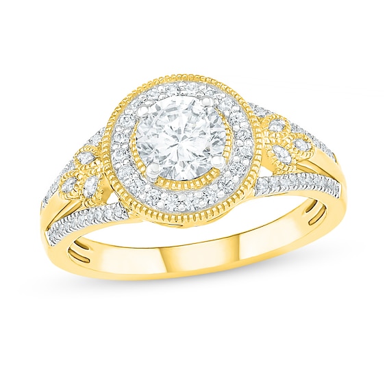 0.95 CT. T.W. Diamond Frame Vintage-Style Engagement Ring in 10K Gold