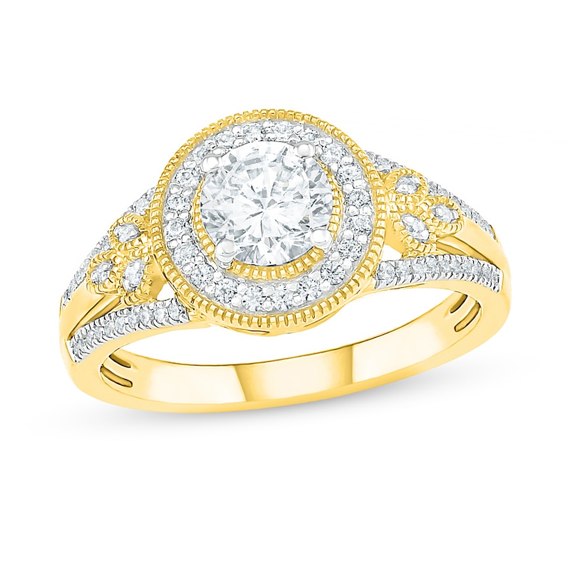 0.95 CT. T.W. Diamond Frame Vintage-Style Engagement Ring in 10K Gold|Peoples Jewellers