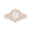 1.23 CT. T.W. Diamond Flower Frame Vintage-Style Bridal Set in 10K Rose Gold