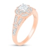 0.45 CT. T.W. Princess-Cut Diamond Cushion Frame Vintage-Style Engagement Ring in 10K Rose Gold