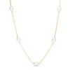 Thumbnail Image 0 of 7.0-8.0mm Oval Freshwater Cultured Pearl Station Paper Clip Link Necklace in 14K Gold