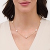 Thumbnail Image 1 of 7.0-8.0mm Oval Freshwater Cultured Pearl Station Paper Clip Link Necklace in 14K Gold