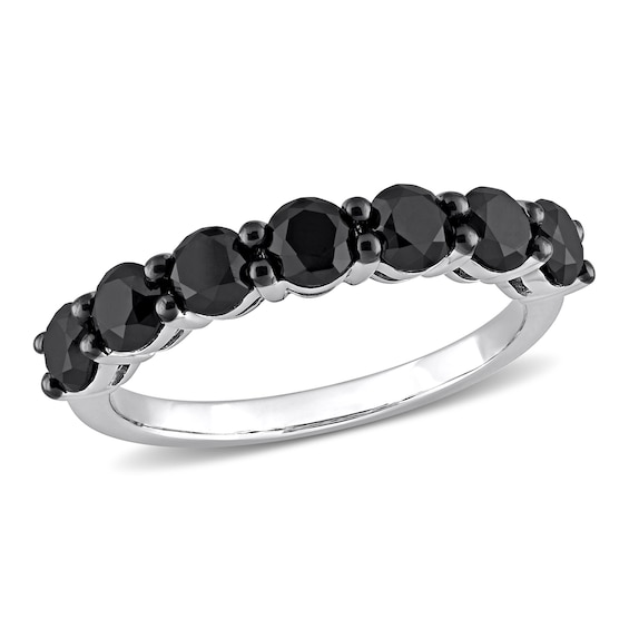 1.75 CT. T.W. Black Enhanced Diamond Seven Stone Anniversary Band in 10K White Gold