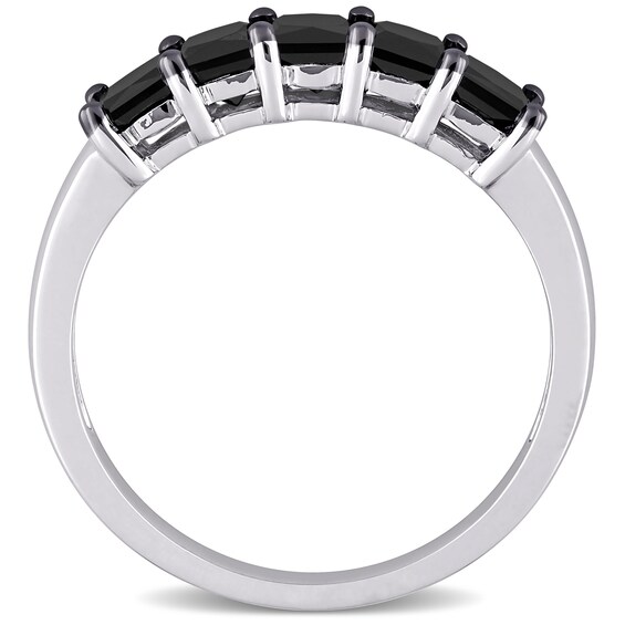 1.25 CT. T.W. Black Enhanced Princess-Cut Diamond Five Stone Anniversary Band in 10K White Gold