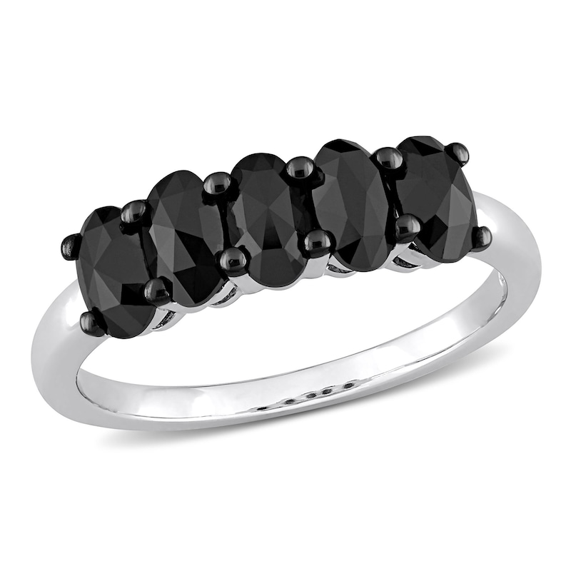 1.25 CT. T.W. Black Enhanced Oval Diamond Five Stone Anniversary Band in 10K White Gold|Peoples Jewellers