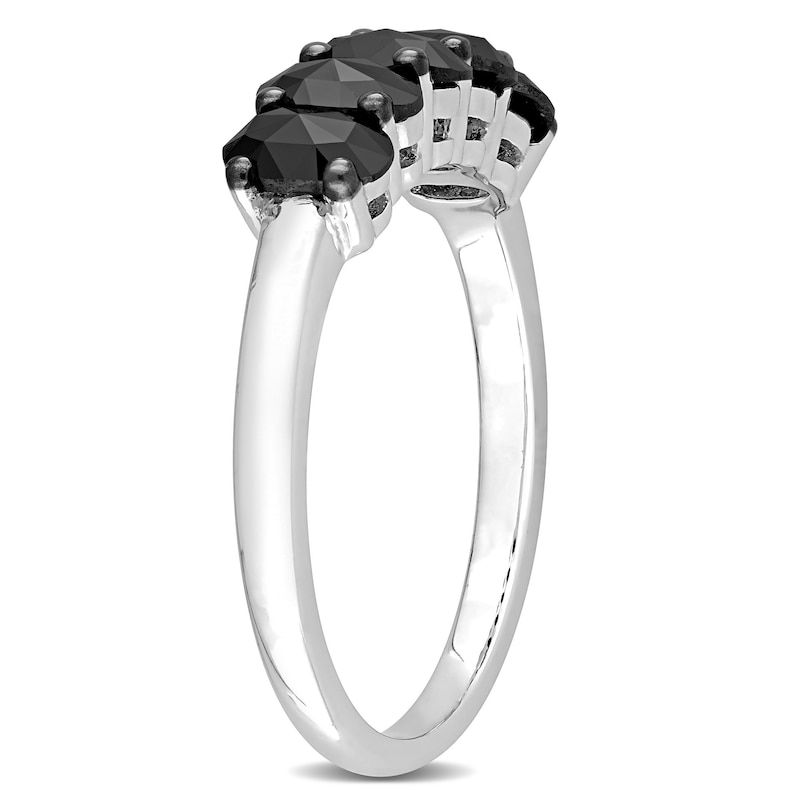 1.25 CT. T.W. Black Enhanced Oval Diamond Five Stone Anniversary Band in 10K White Gold|Peoples Jewellers