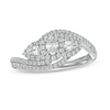 0.69 CT. T.W. Oval Diamond Frame Past Present Future® Bypass Ring in 10K White Gold