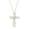 0.37 CT. T.W. Diamond Past Present Future® Loop Cross Pendant in 10K Gold