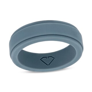 Men's 7.0mm Stepped Edge Comfort-Fit Wedding Band in Grey Silicone