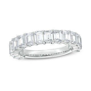 3.00 CT. T.W. Certified Emerald-Cut Lab-Created Diamond Anniversary Band in 14K White Gold (F/SI2)