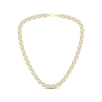 Men's 2.00 CT. T.W. Diamond Cuban Curb Chain Necklace in 10K Gold - 22"