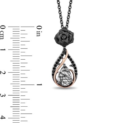 Enchanted Disney Villains Maleficent Quartz and 0.145 CT. T.W. Diamond Pendant in Sterling Silver and 10K Rose Gold