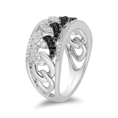 Enchanted Disney Villains Cruella De Vil 0.58 CT. T.W. Black and White Diamond Band in 14K White Gold